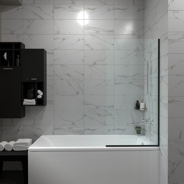 Стеклянная шторка для ванны Triton Статик-Блэк 60x140