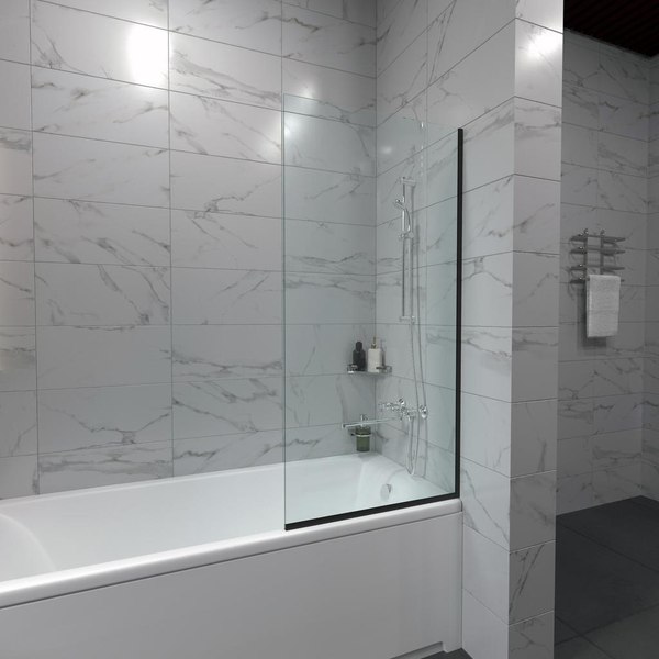 Стеклянная шторка для ванны Triton Статик-Блэк 50x140