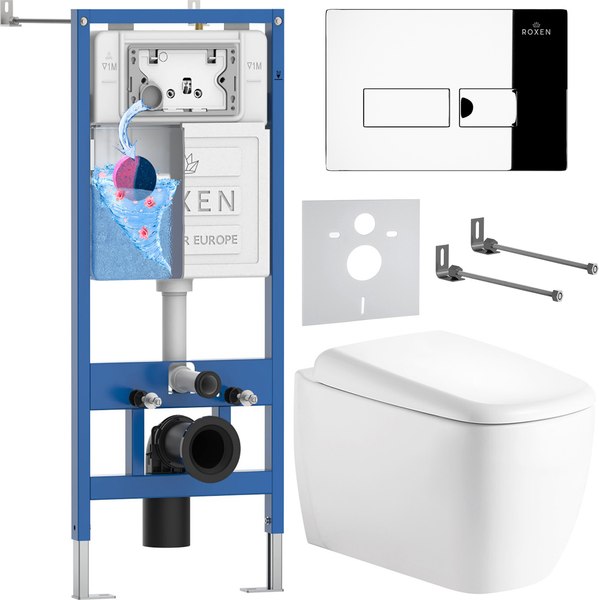 Унитаз подвесной с инсталляцией Roxen StounFix Dual Fresh 968502 - фото