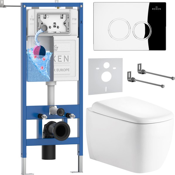 Унитаз подвесной с инсталляцией Roxen StounFix Dual Fresh 968509 - фото