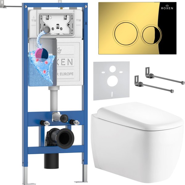 Унитаз подвесной с инсталляцией Roxen StounFix Dual Fresh 968513 - фото