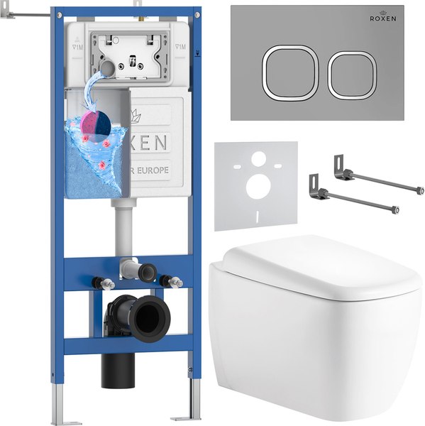 Унитаз подвесной с инсталляцией Roxen StounFix Dual Fresh 968517 - фото