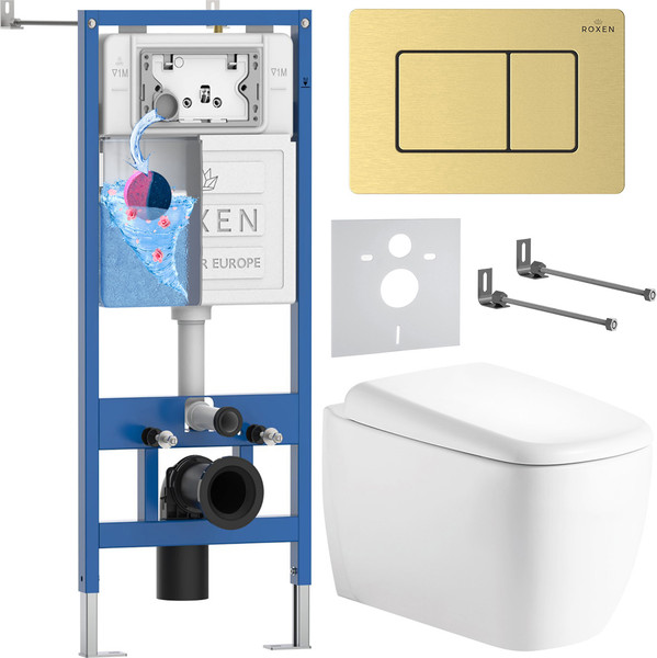 Унитаз подвесной с инсталляцией Roxen StounFix Dual Fresh 968522 - фото