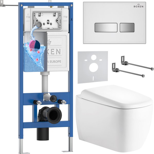 Унитаз подвесной с инсталляцией Roxen StounFix Dual Fresh 968524 - фото