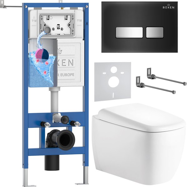 Унитаз подвесной с инсталляцией Roxen StounFix Dual Fresh 968525 - фото