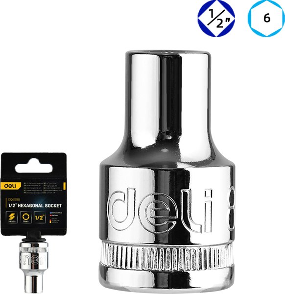 Головка слесарная Deli Торцевая шестигранная / EDQ4008