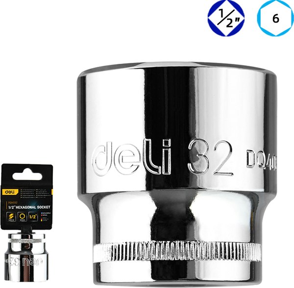 Головка слесарная Deli Торцевая шестигранная / EDQ4032