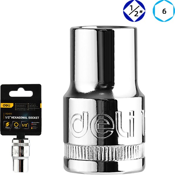 Головка слесарная Deli Торцевая шестигранная / EDQ4013