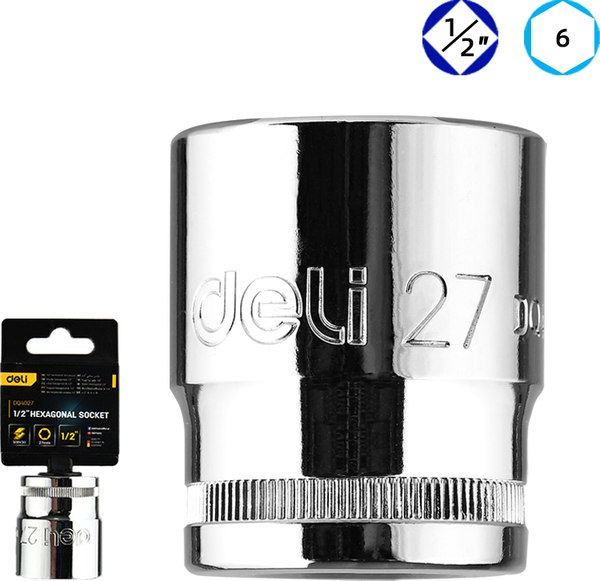 Головка слесарная Deli Торцевая шестигранная / EDQ4027