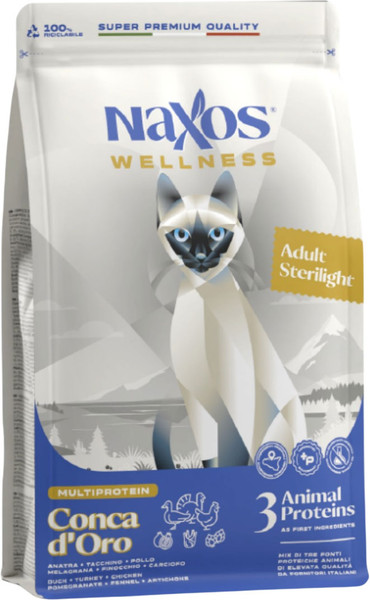 Сухой корм для кошек Adragna Naxos Wellness Adult Sterilized Утка, Курица, Индейка - фото
