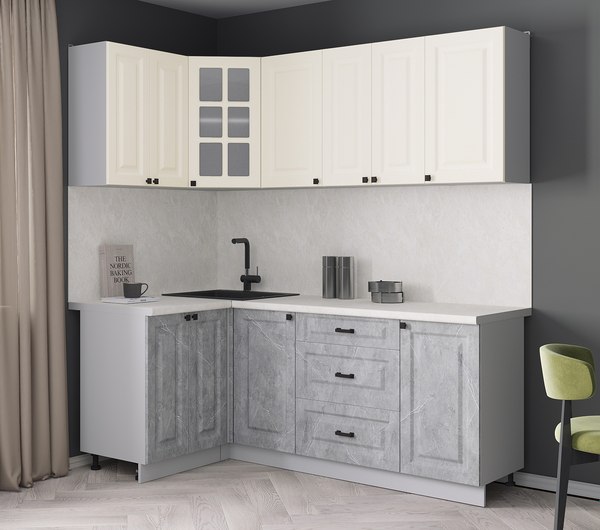 Кухонный гарнитур Интерлиния Мила Деко 1.2x2.0