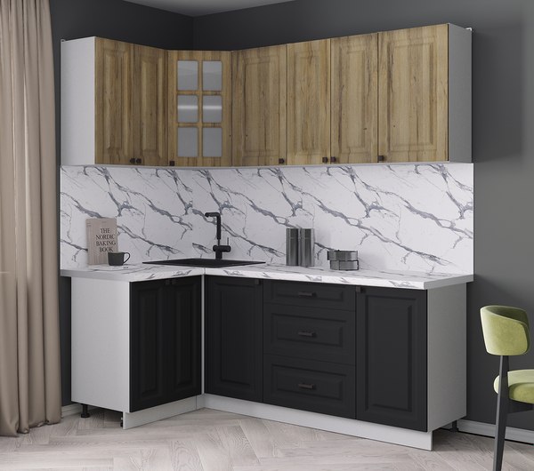 Кухонный гарнитур Интерлиния Мила Деко 1.2x2.0