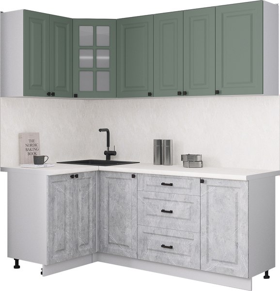 Кухонный гарнитур Интерлиния Мила Деко 1.2x2.0 - фото