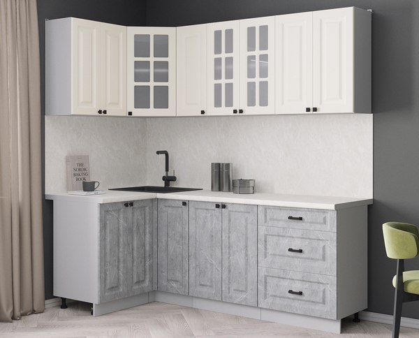 Кухонный гарнитур Интерлиния Мила Деко 1.2x2.1