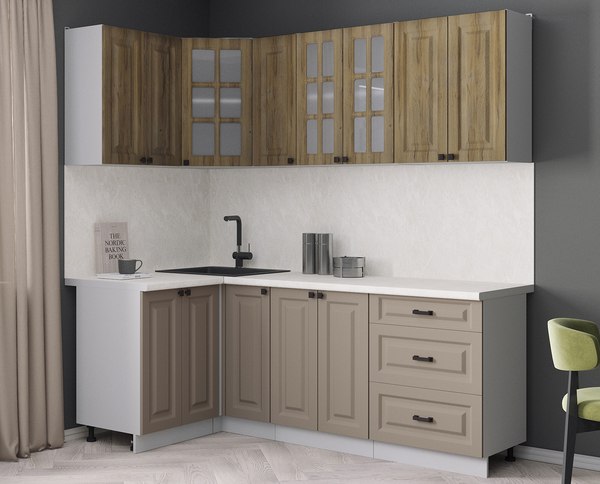 Кухонный гарнитур Интерлиния Мила Деко 1.2x2.1