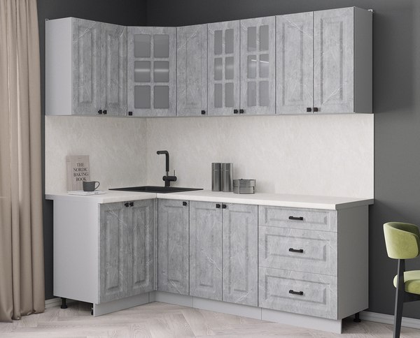 Кухонный гарнитур Интерлиния Мила Деко 1.2x2.1