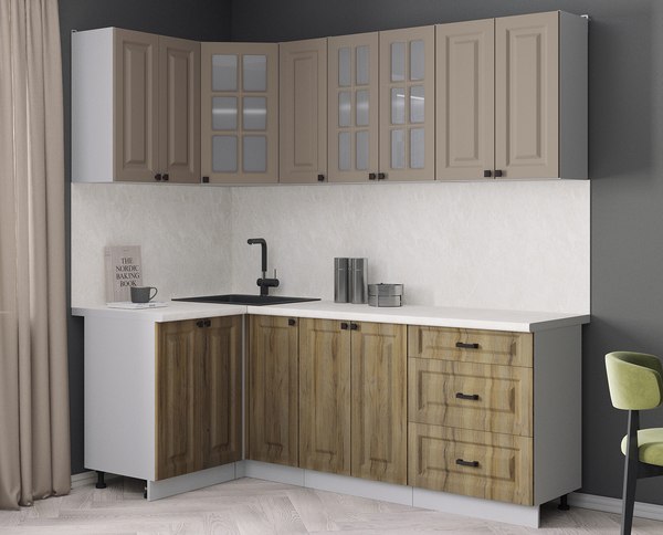 Кухонный гарнитур Интерлиния Мила Деко 1.2x2.1