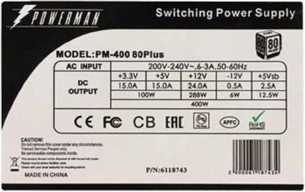 Блок питания для компьютера In Win PM-400ATX APFC 80+ / 6118743