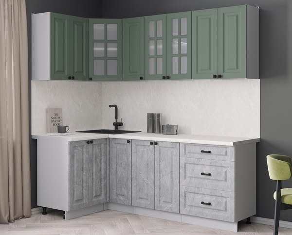 Кухонный гарнитур Интерлиния Мила Деко 1.2x2.1