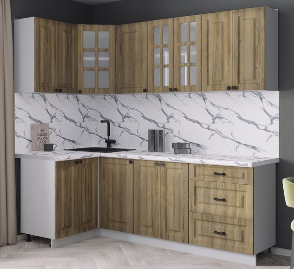 Кухонный гарнитур Интерлиния Мила Деко 1.2x2.2