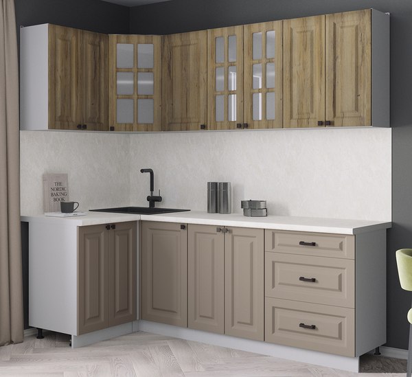 Кухонный гарнитур Интерлиния Мила Деко 1.2x2.2