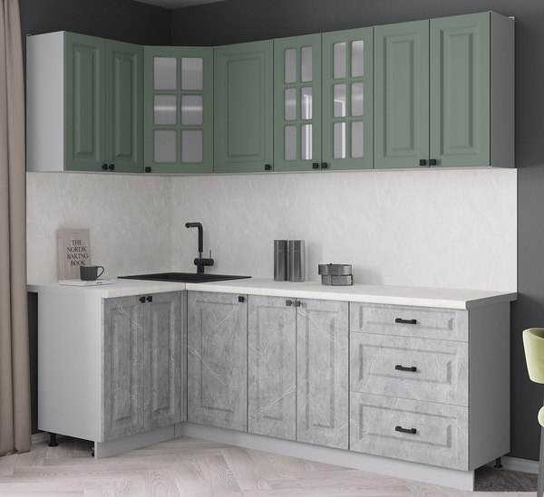 Кухонный гарнитур Интерлиния Мила Деко 1.2x2.2