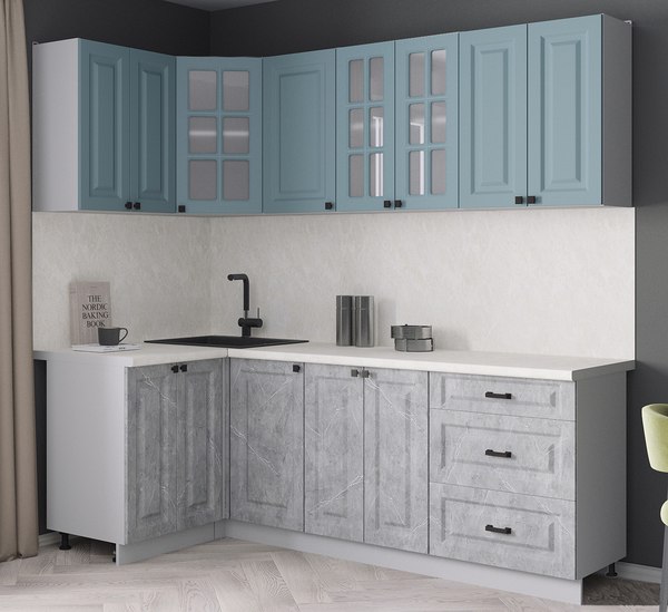 Кухонный гарнитур Интерлиния Мила Деко 1.2x2.2