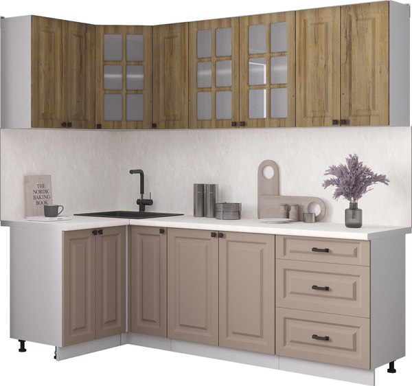 Кухонный гарнитур Интерлиния Мила Деко 1.2x2.3 - фото