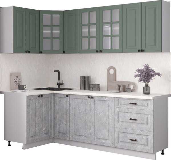 Кухонный гарнитур Интерлиния Мила Деко 1.2x2.3 - фото