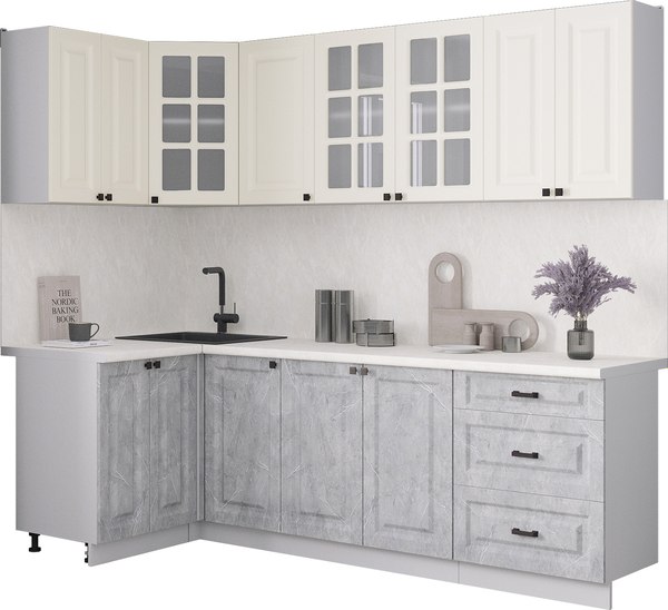 Кухонный гарнитур Интерлиния Мила Деко 1.2x2.4 - фото