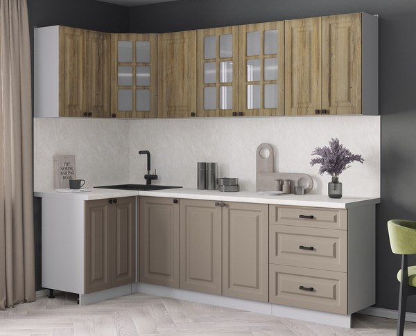 Кухонный гарнитур Интерлиния Мила Деко 1.2x2.4