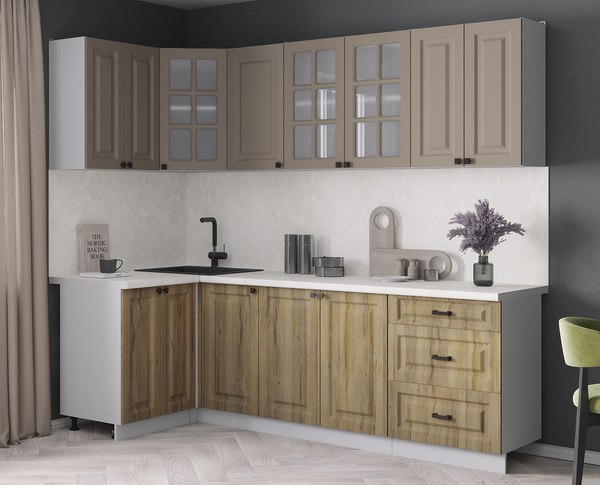 Кухонный гарнитур Интерлиния Мила Деко 1.2x2.4