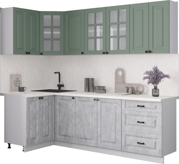 Кухонный гарнитур Интерлиния Мила Деко 1.2x2.4 - фото