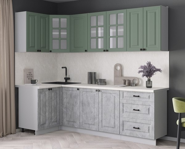 Кухонный гарнитур Интерлиния Мила Деко 1.2x2.4