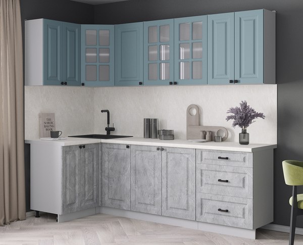 Кухонный гарнитур Интерлиния Мила Деко 1.2x2.4