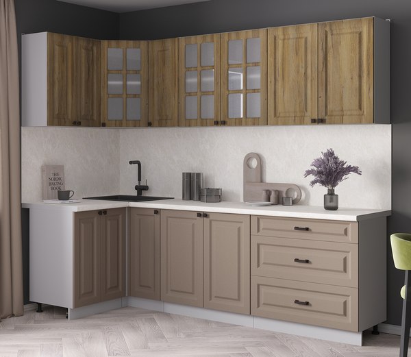 Кухонный гарнитур Интерлиния Мила Деко 1.2x2.5