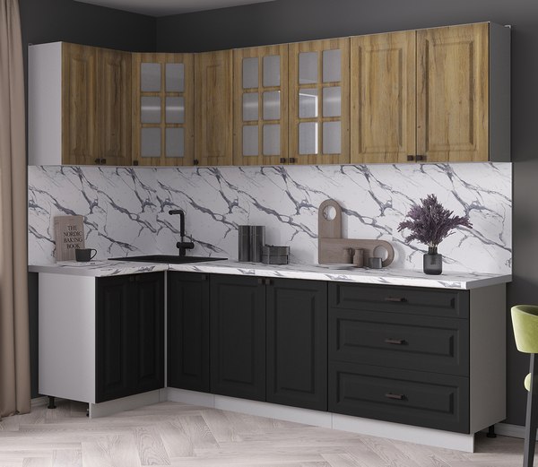 Кухонный гарнитур Интерлиния Мила Деко 1.2x2.5