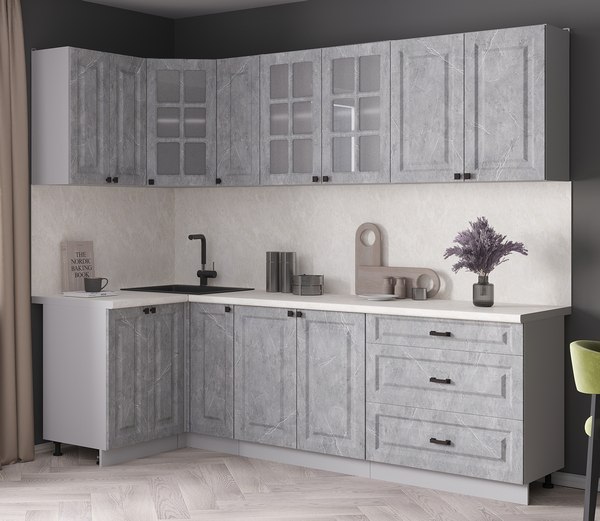 Кухонный гарнитур Интерлиния Мила Деко 1.2x2.5