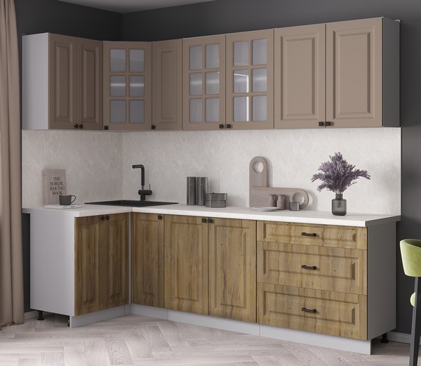 Кухонный гарнитур Интерлиния Мила Деко 1.2x2.5