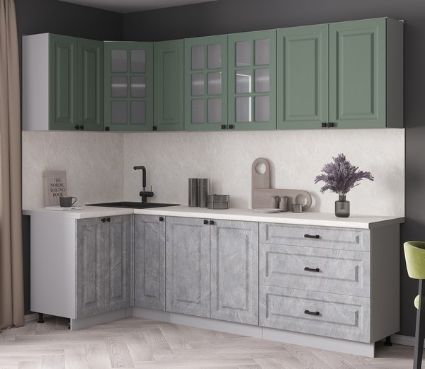 Кухонный гарнитур Интерлиния Мила Деко 1.2x2.5