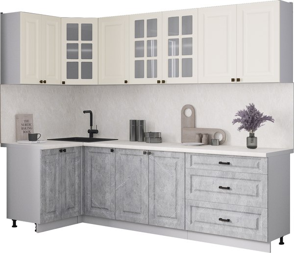 Кухонный гарнитур Интерлиния Мила Деко 1.2x2.6 - фото