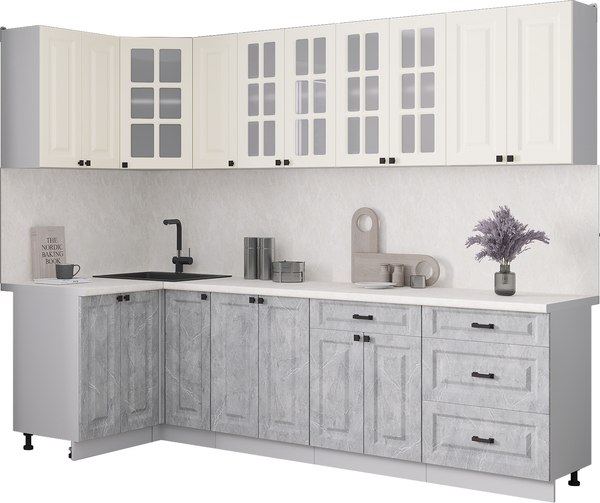 Кухонный гарнитур Интерлиния Мила Деко 1.2x2.7 - фото