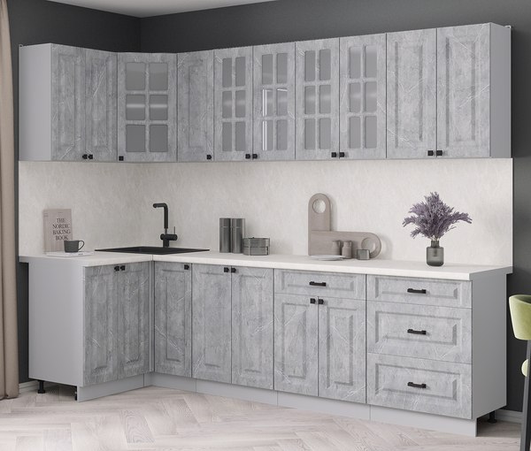 Кухонный гарнитур Интерлиния Мила Деко 1.2x2.7