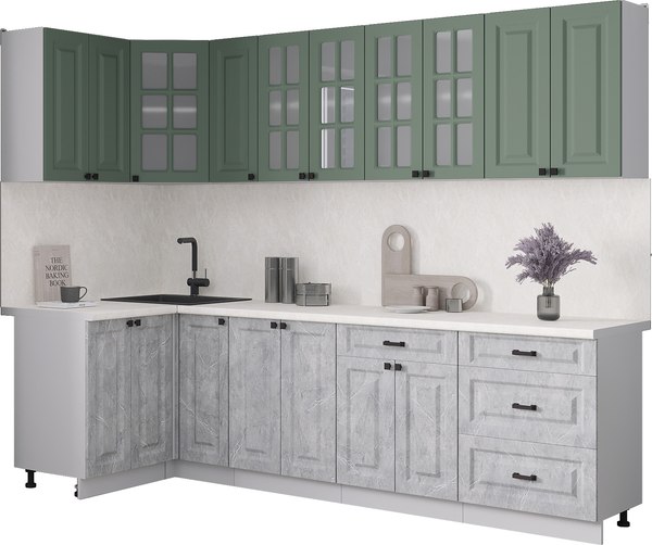 Кухонный гарнитур Интерлиния Мила Деко 1.2x2.7 - фото