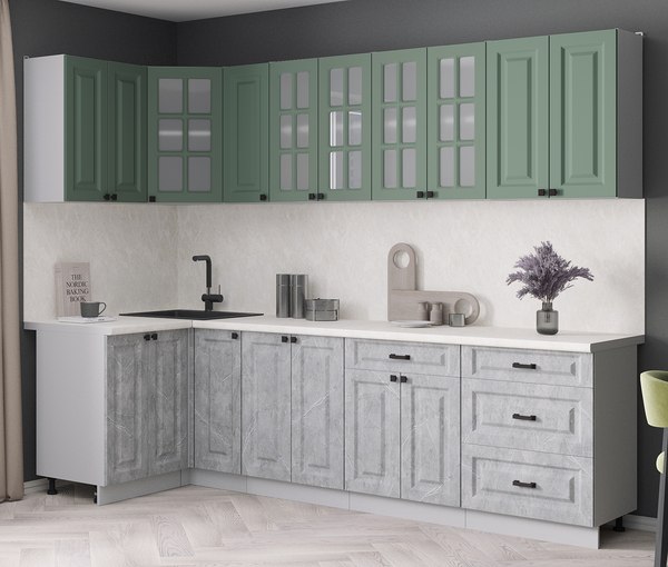 Кухонный гарнитур Интерлиния Мила Деко 1.2x2.7