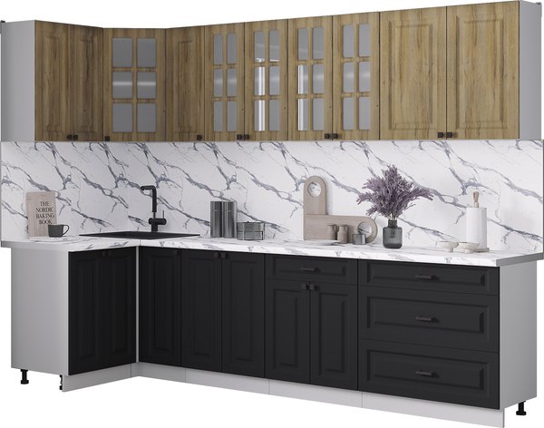 Кухонный гарнитур Интерлиния Мила Деко 1.2x2.9 - фото