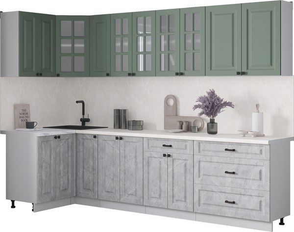 Кухонный гарнитур Интерлиния Мила Деко 1.2x2.9 - фото