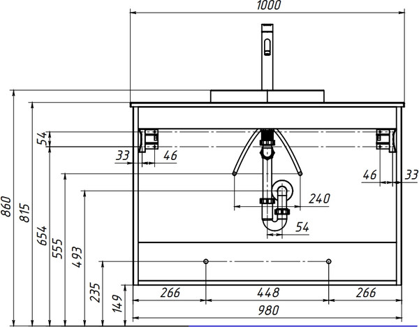 Тумба под умывальник Belux Luna НП 100-02