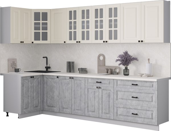 Кухонный гарнитур Интерлиния Мила Деко 1.2x3.0 - фото