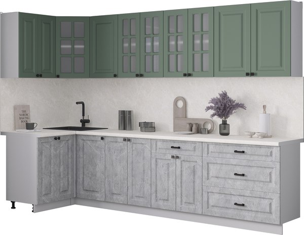 Кухонный гарнитур Интерлиния Мила Деко 1.2x3.0 - фото